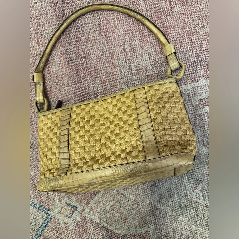 Adrianne vittadini leather and rattan small shoulder bag in like new condition